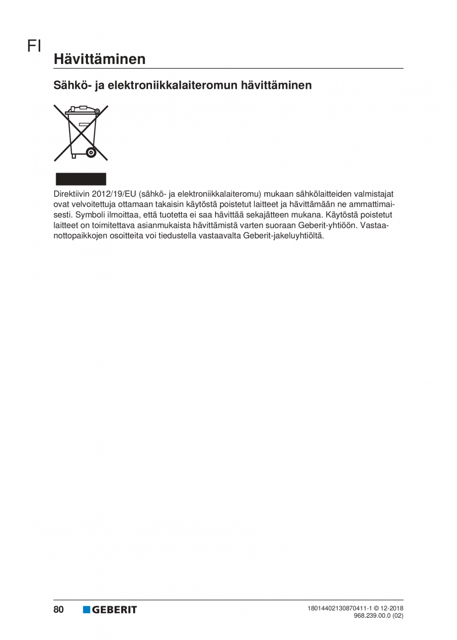 Pagina 76-Manualul utilizatorului pentru modulul sanitar Monolith Plus GEBERIT Instructiuni montaj, utilizare ...