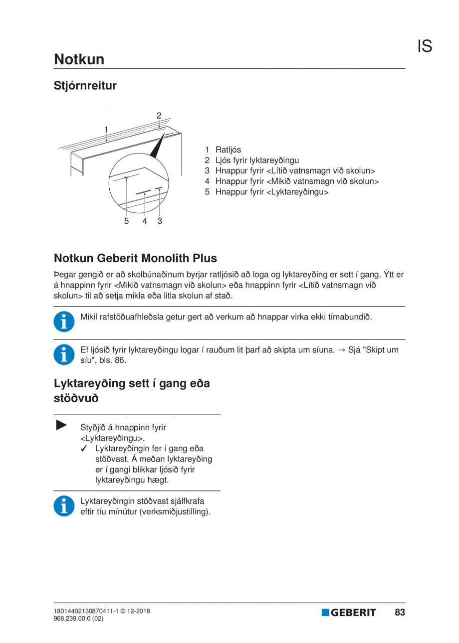 Pagina 79-Manualul utilizatorului pentru modulul sanitar Monolith Plus GEBERIT Instructiuni montaj, utilizare ...