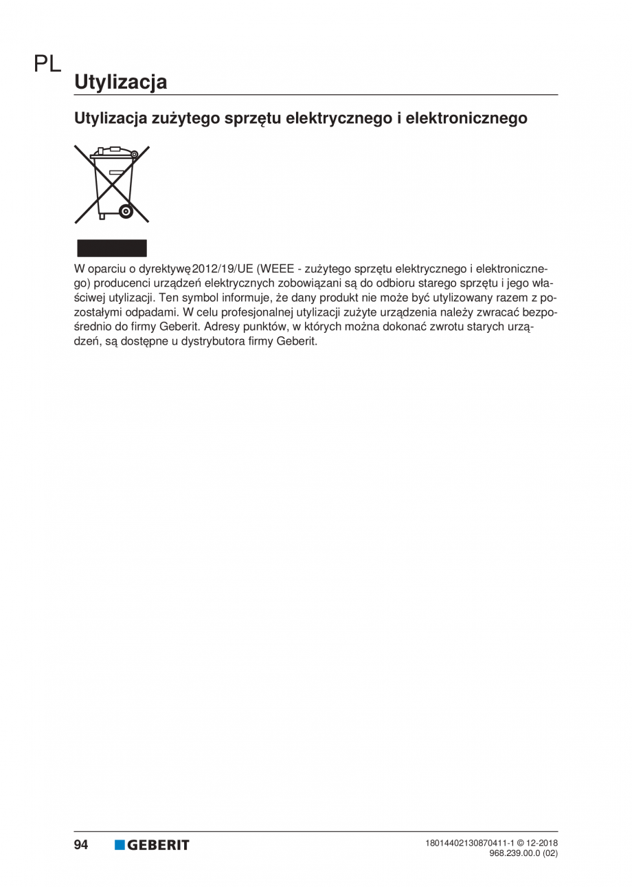 Pagina 90-Manualul utilizatorului pentru modulul sanitar Monolith Plus GEBERIT Instructiuni montaj, utilizare ...