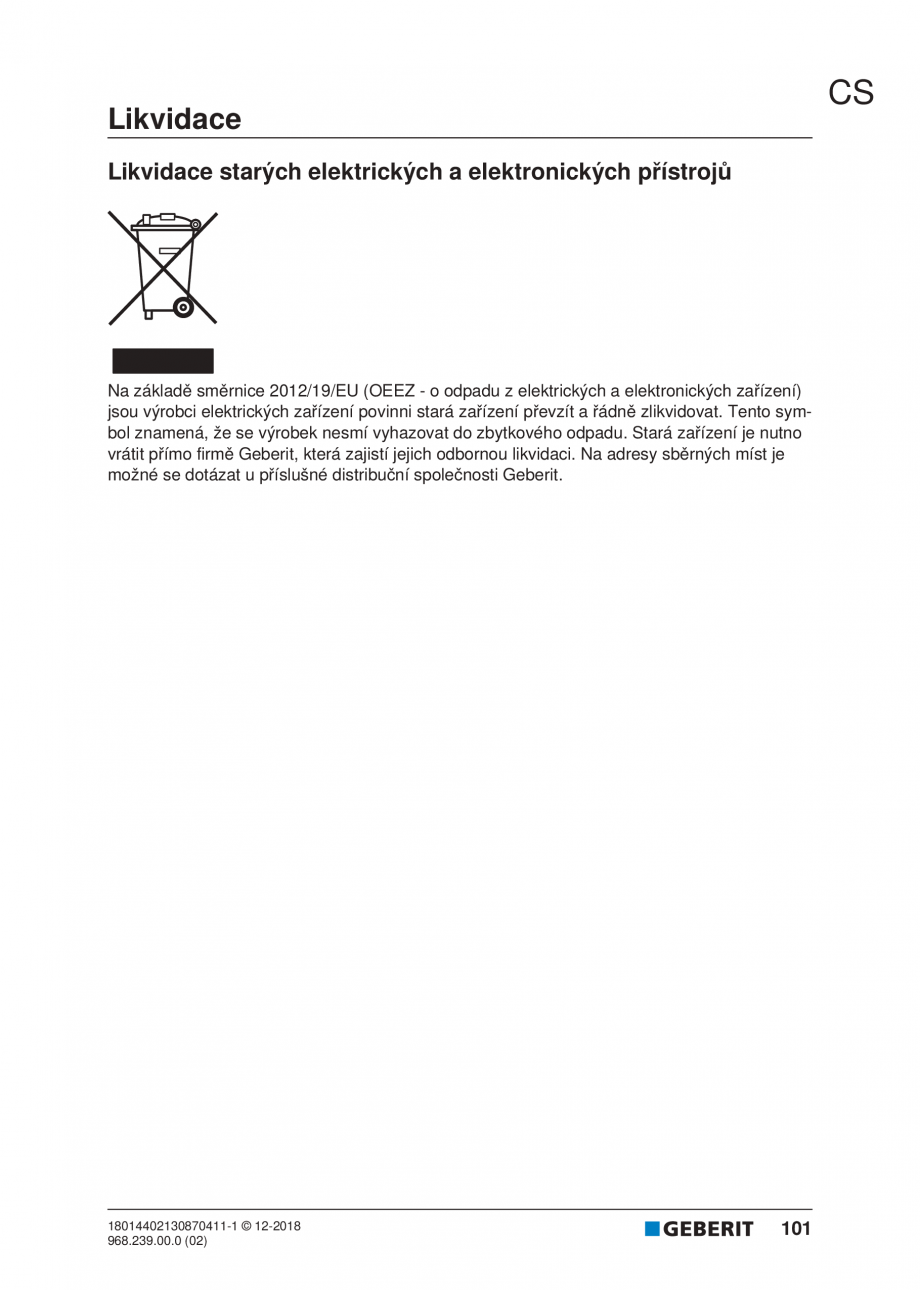 Pagina 97-Manualul utilizatorului pentru modulul sanitar Monolith Plus GEBERIT Instructiuni montaj, utilizare ...