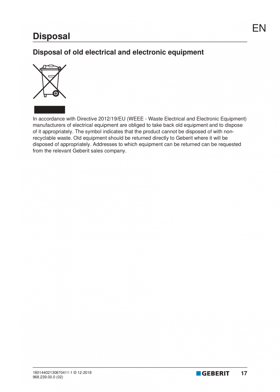 Pagina 104-Manualul utilizatorului pentru modulul sanitar Monolith Plus GEBERIT Instructiuni montaj, utilizare ...