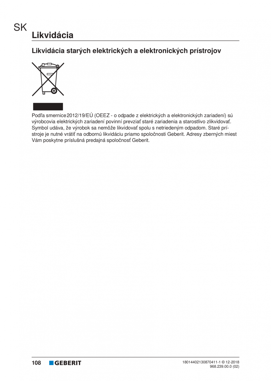 Pagina 106-Manualul utilizatorului pentru modulul sanitar Monolith Plus GEBERIT Instructiuni montaj, utilizare ...