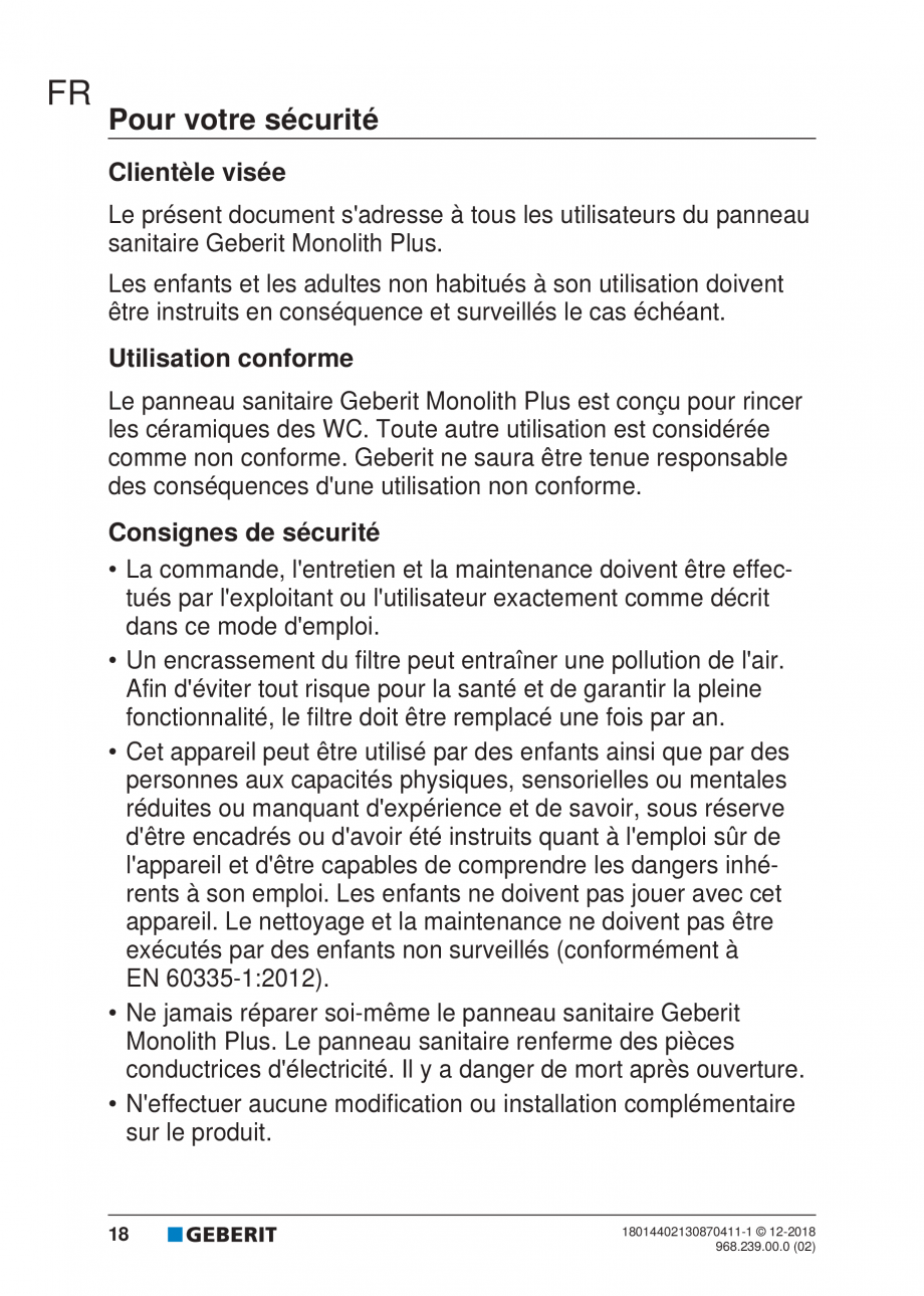 Pagina 107-Manualul utilizatorului pentru modulul sanitar Monolith Plus GEBERIT Instructiuni montaj, utilizare ...