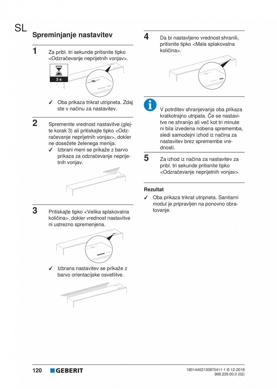 Pagina 120-Manualul utilizatorului pentru modulul sanitar Monolith Plus GEBERIT Instructiuni montaj, utilizare ...