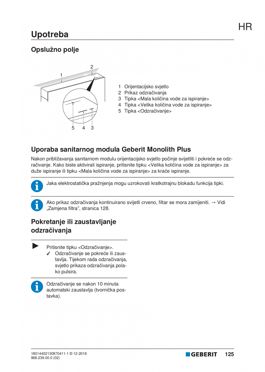 Pagina 125-Manualul utilizatorului pentru modulul sanitar Monolith Plus GEBERIT Instructiuni montaj, utilizare ...