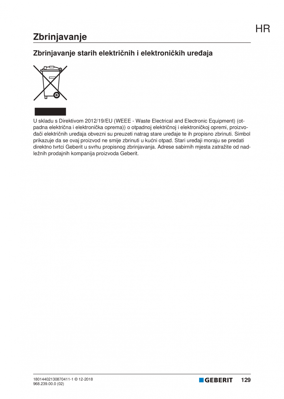 Pagina 129-Manualul utilizatorului pentru modulul sanitar Monolith Plus GEBERIT Instructiuni montaj, utilizare ...