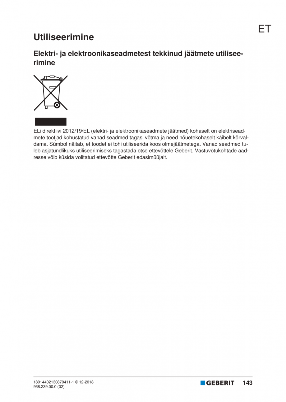Pagina 143-Manualul utilizatorului pentru modulul sanitar Monolith Plus GEBERIT Instructiuni montaj, utilizare ...