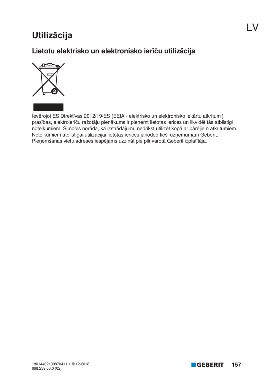 Pagina 157-Manualul utilizatorului pentru modulul sanitar Monolith Plus GEBERIT Instructiuni montaj, utilizare ...