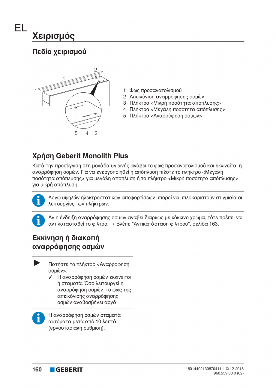 Pagina 160-Manualul utilizatorului pentru modulul sanitar Monolith Plus GEBERIT Instructiuni montaj, utilizare ...