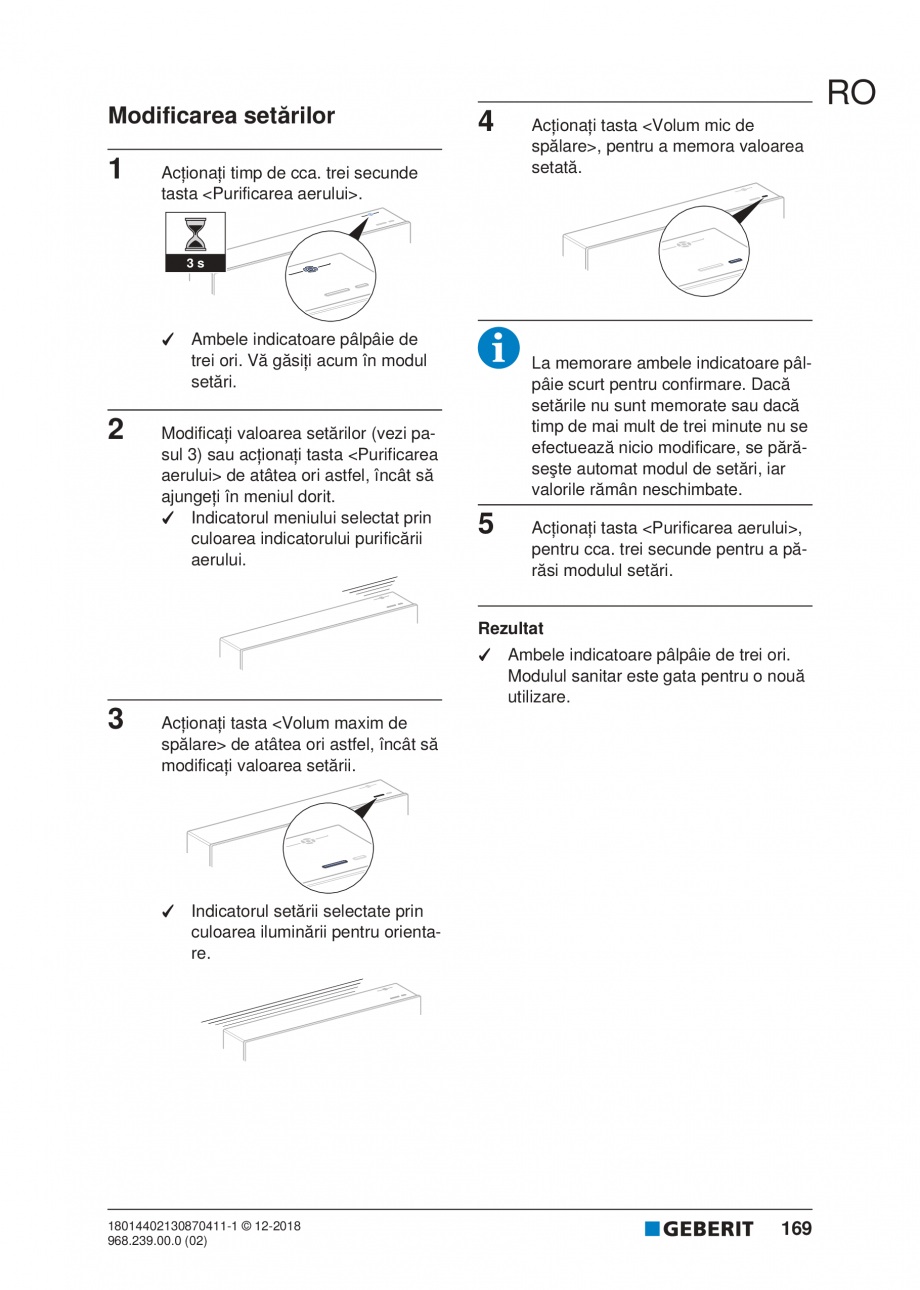 Pagina 169-Manualul utilizatorului pentru modulul sanitar Monolith Plus GEBERIT Instructiuni montaj, utilizare ...