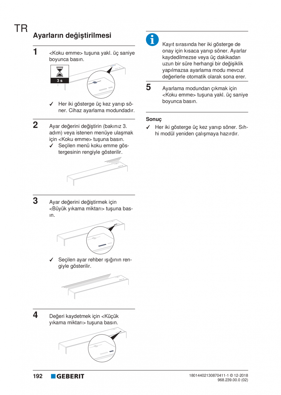 Pagina 192-Manualul utilizatorului pentru modulul sanitar Monolith Plus GEBERIT Instructiuni montaj, utilizare ...