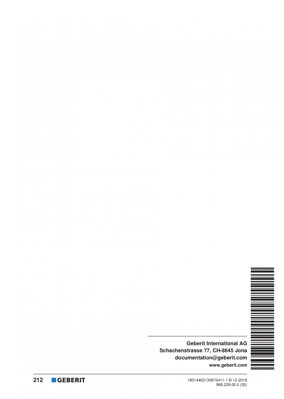 Pagina 212-Manualul utilizatorului pentru modulul sanitar Monolith Plus GEBERIT Instructiuni montaj, utilizare ...