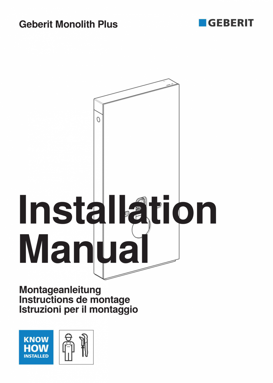 Pagina 1-Instructiuni de instalare pentru modulul sanitar Monolith Plus GEBERIT Instructiuni montaj,...