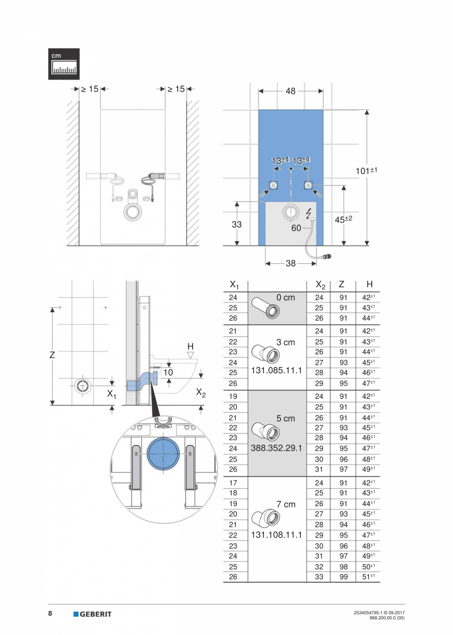 Pagina 8-Instructiuni de instalare pentru modulul sanitar Monolith Plus GEBERIT Instructiuni montaj,...