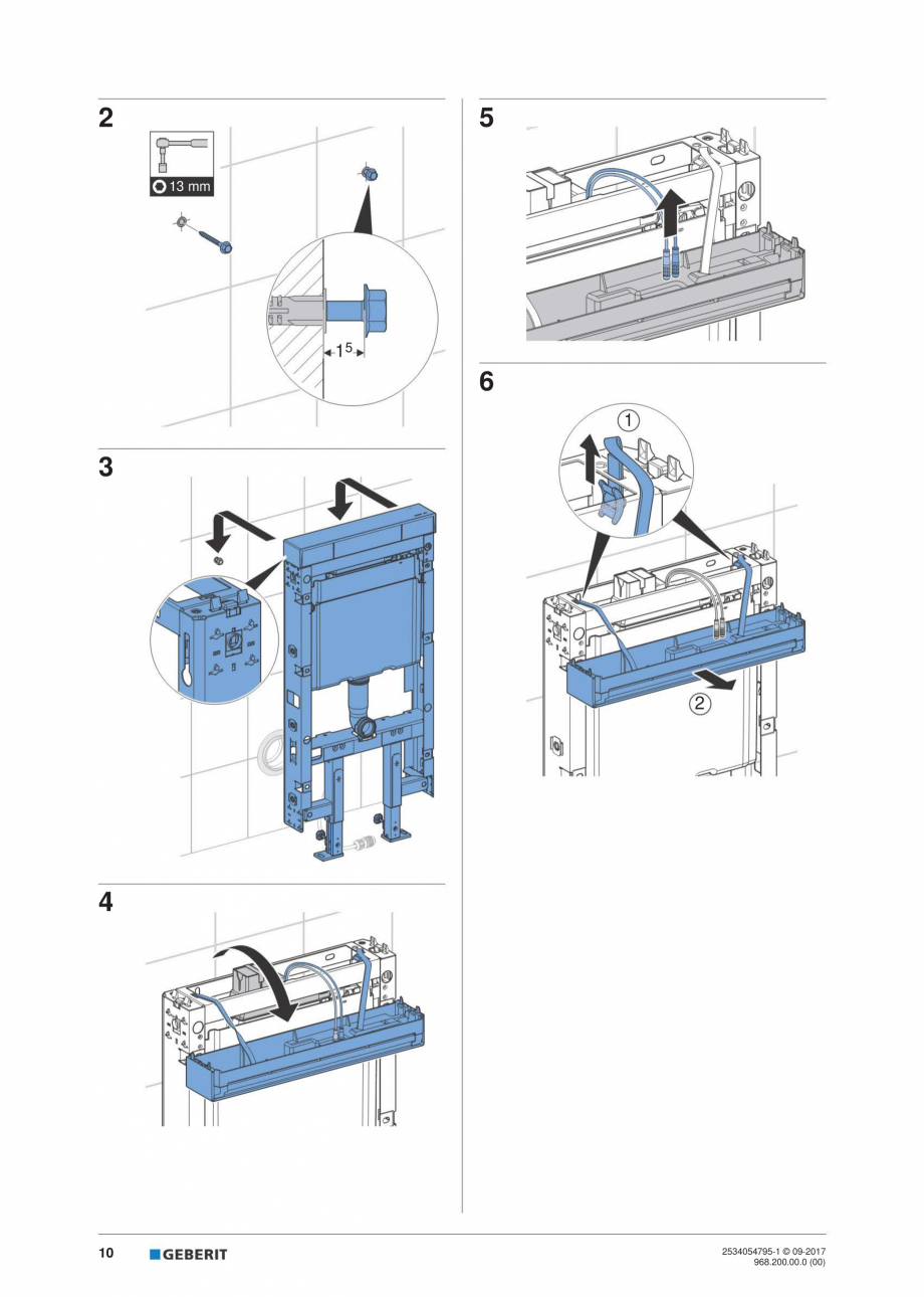 Pagina 10-Instructiuni de instalare pentru modulul sanitar Monolith Plus GEBERIT Instructiuni montaj,...