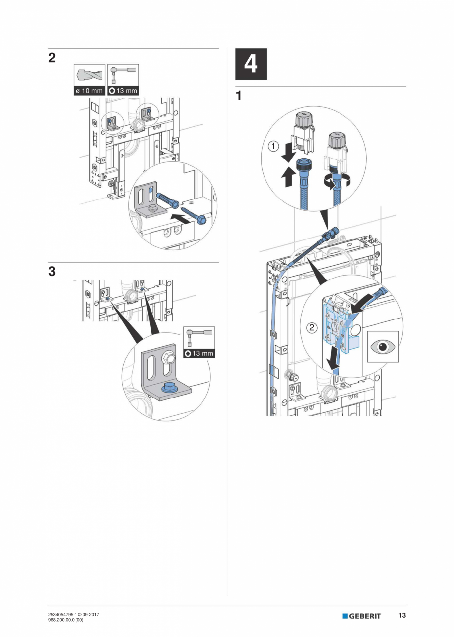 Pagina 13-Instructiuni de instalare pentru modulul sanitar Monolith Plus GEBERIT Instructiuni montaj,...