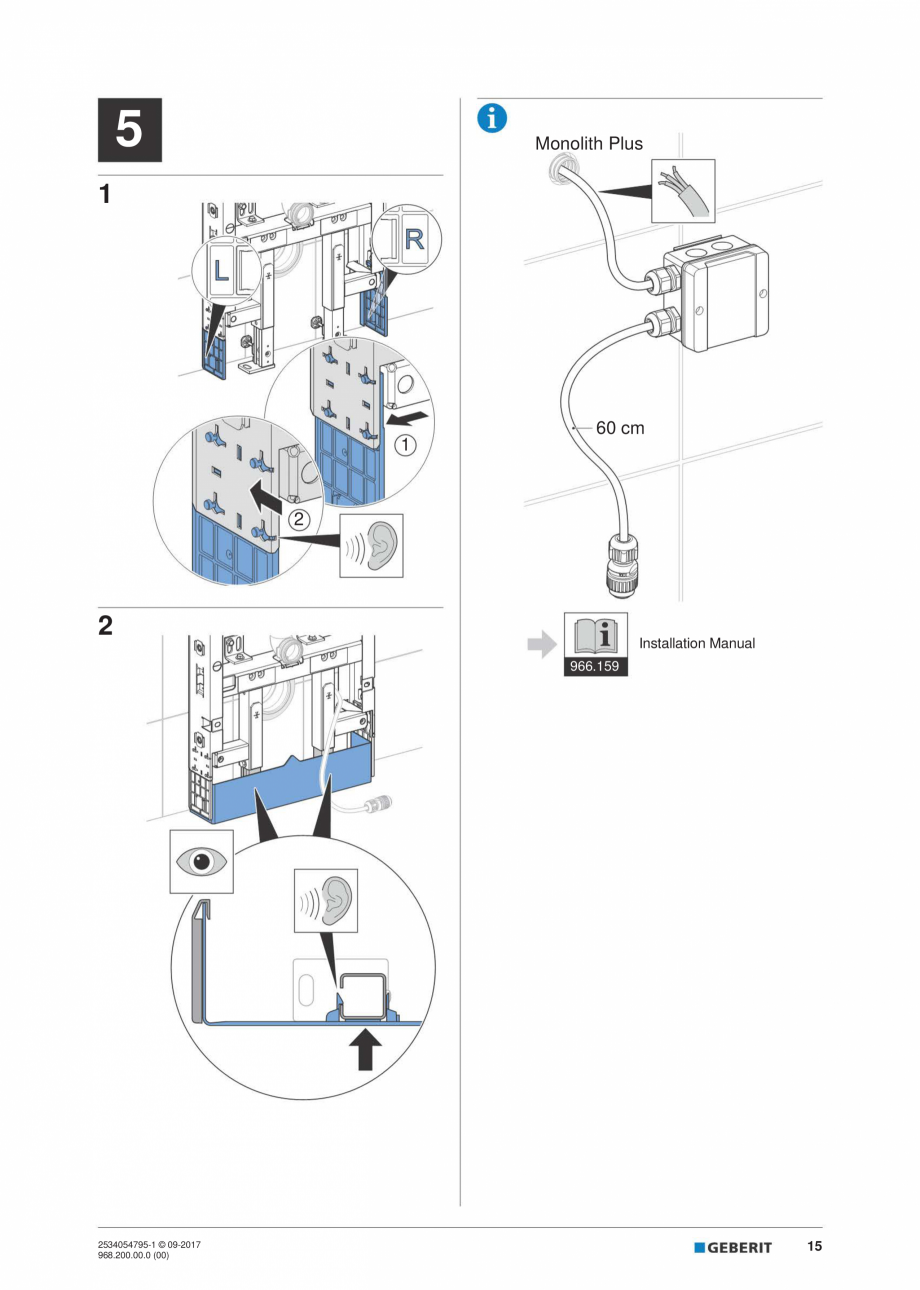 Pagina 15-Instructiuni de instalare pentru modulul sanitar Monolith Plus GEBERIT Instructiuni montaj,...