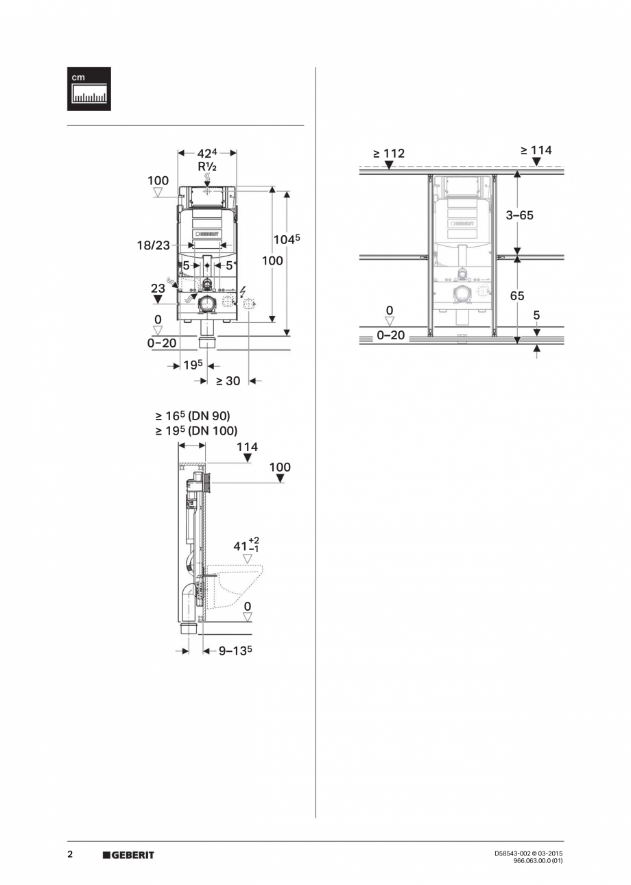 Pagina 2-Instructiuni de montaj pentru sistemul Geberit GIS GEBERIT Instructiuni montaj, utilizare Germana,...
