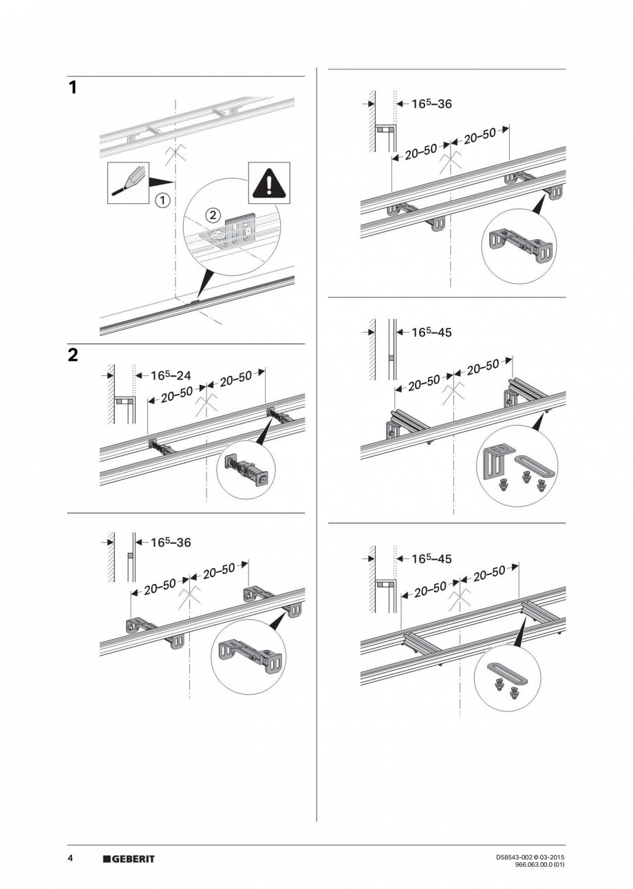 Pagina 4-Instructiuni de montaj pentru sistemul Geberit GIS GEBERIT Instructiuni montaj, utilizare Germana,...