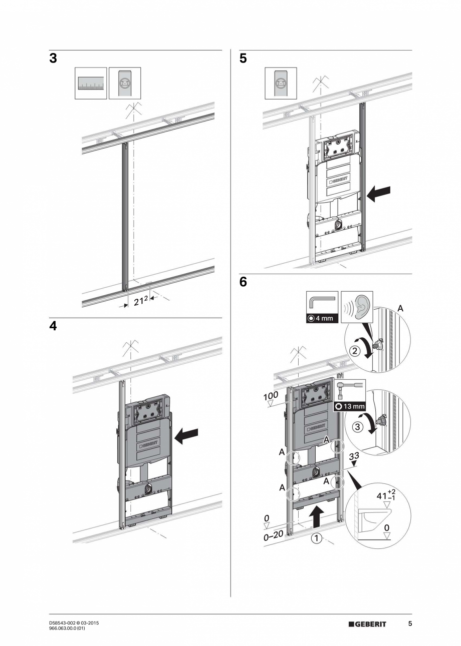 Pagina 5-Instructiuni de montaj pentru sistemul Geberit GIS GEBERIT Instructiuni montaj, utilizare Germana,...