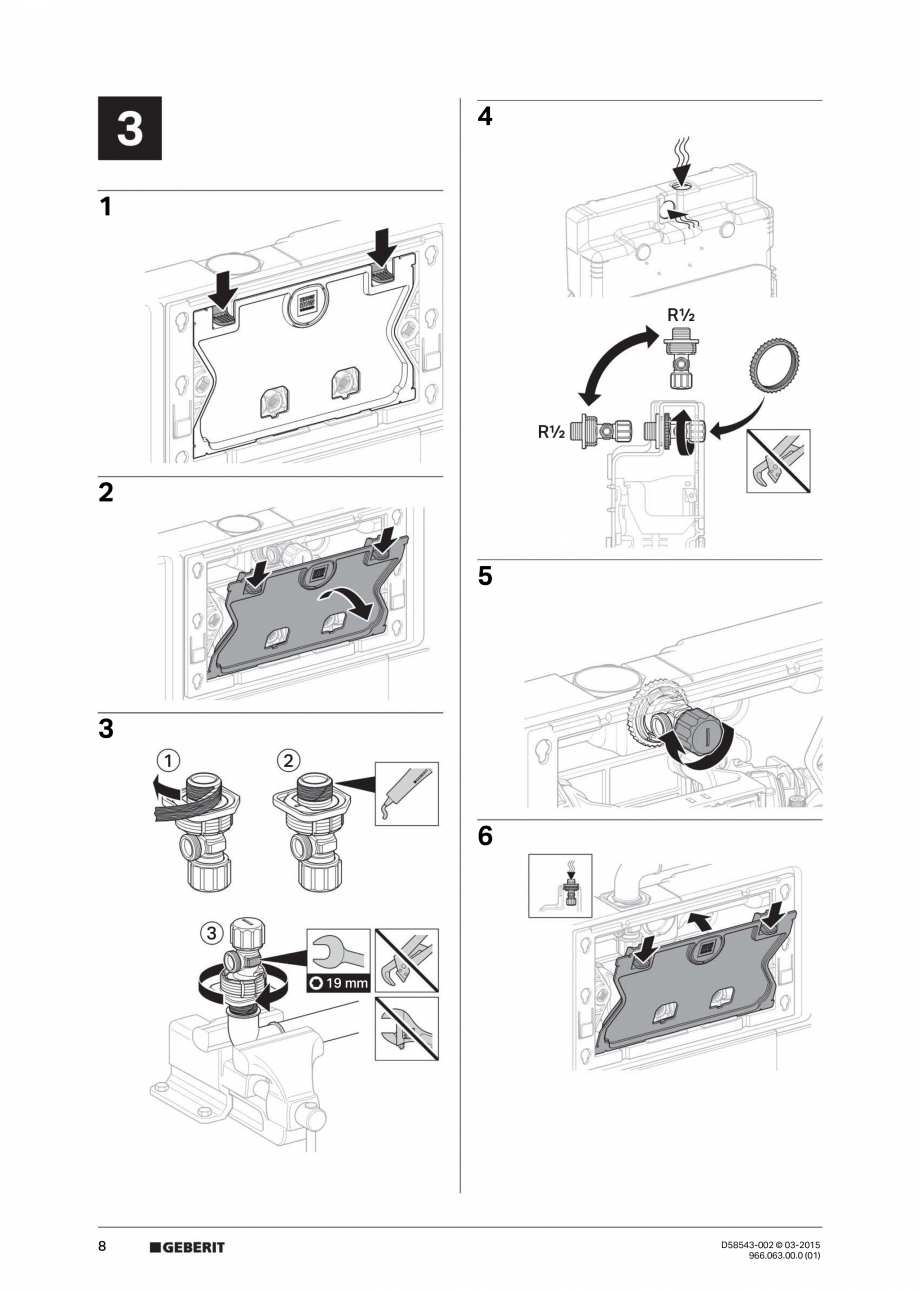 Pagina 8-Instructiuni de montaj pentru sistemul Geberit GIS GEBERIT Instructiuni montaj, utilizare Germana,...