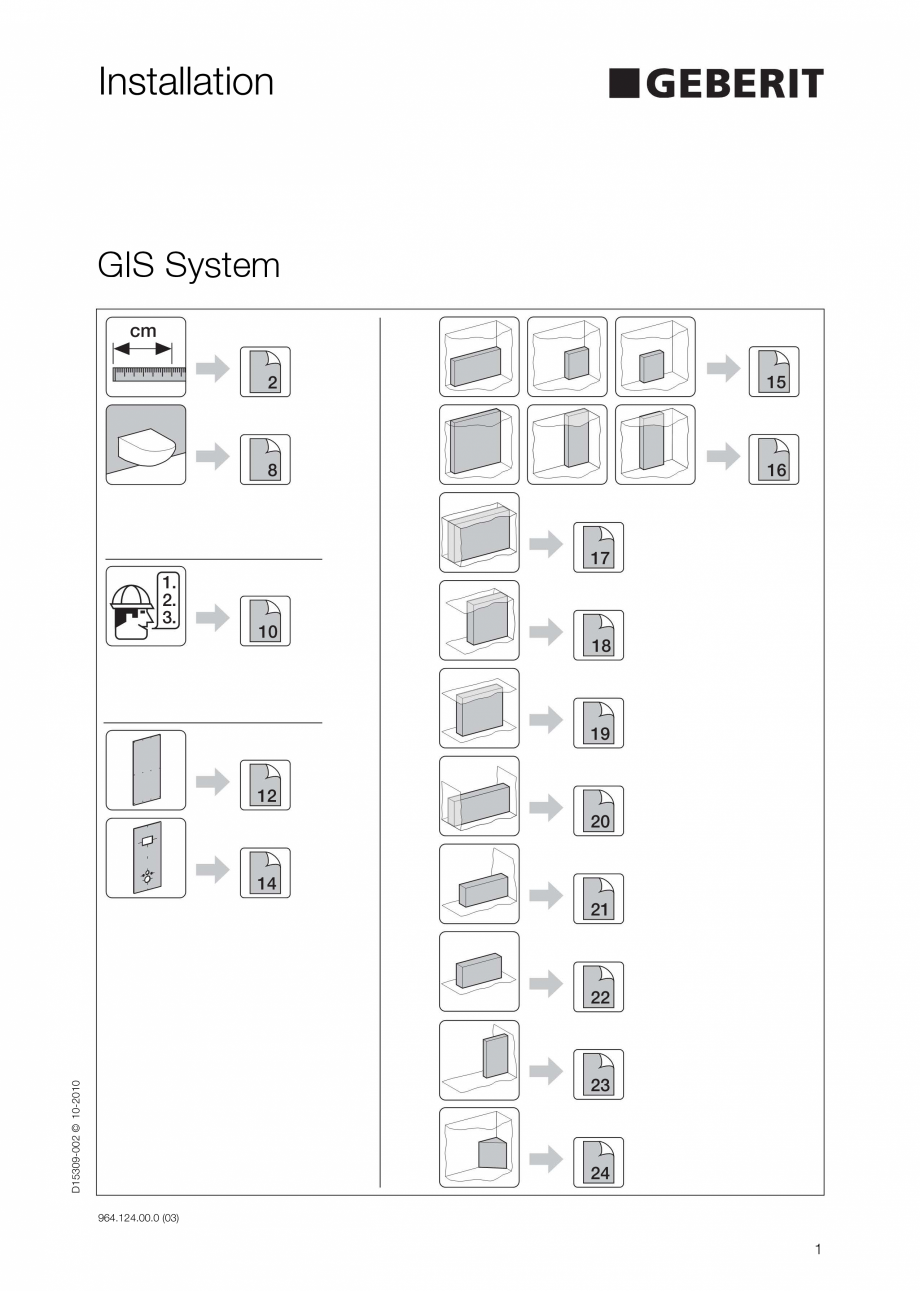 Pagina 1-Instructiuni de instalare a sistemului GIS GEBERIT Instructiuni montaj, utilizare Engleza...