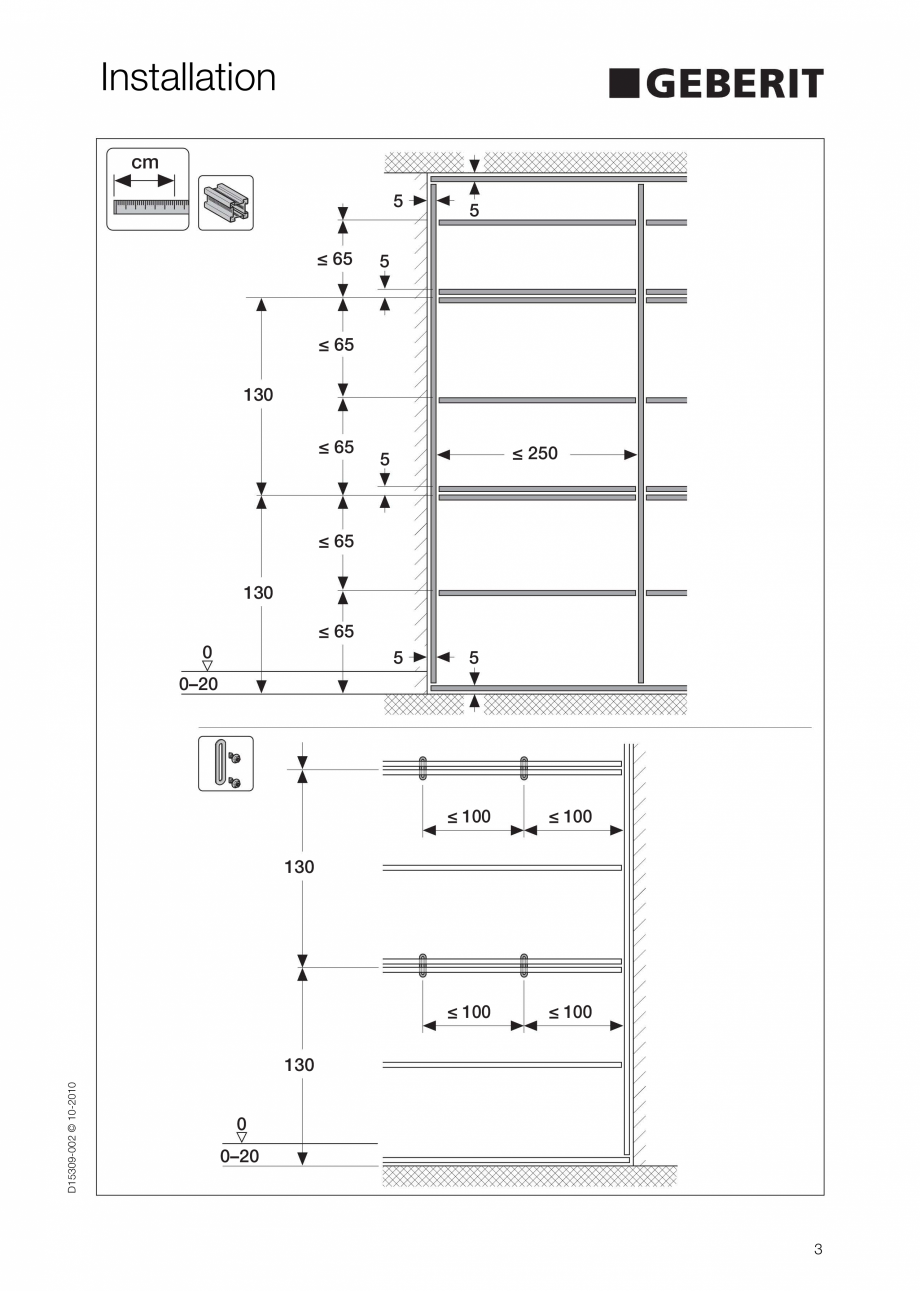 Pagina 3 - Instructiuni de instalare a sistemului GIS GEBERIT Instructiuni montaj, utilizare Engleza...