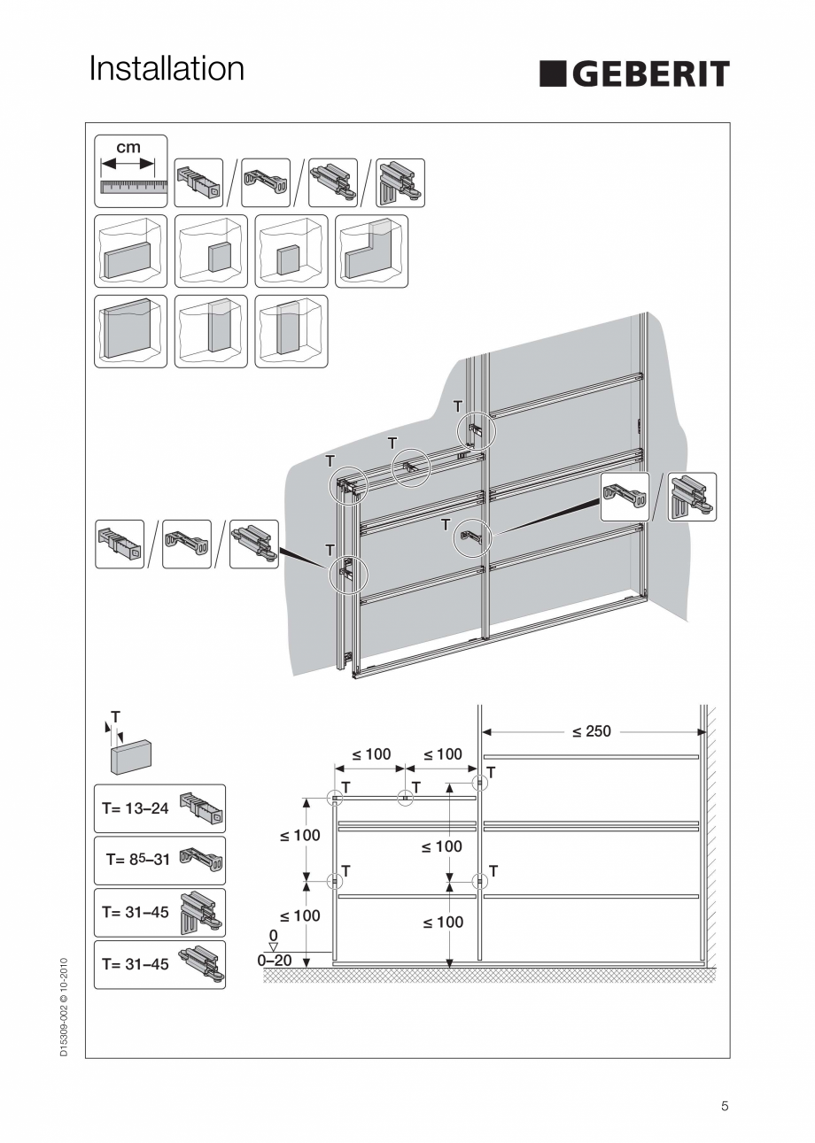 Pagina 5-Instructiuni de instalare a sistemului GIS GEBERIT Instructiuni montaj, utilizare Engleza 9-002 ©...