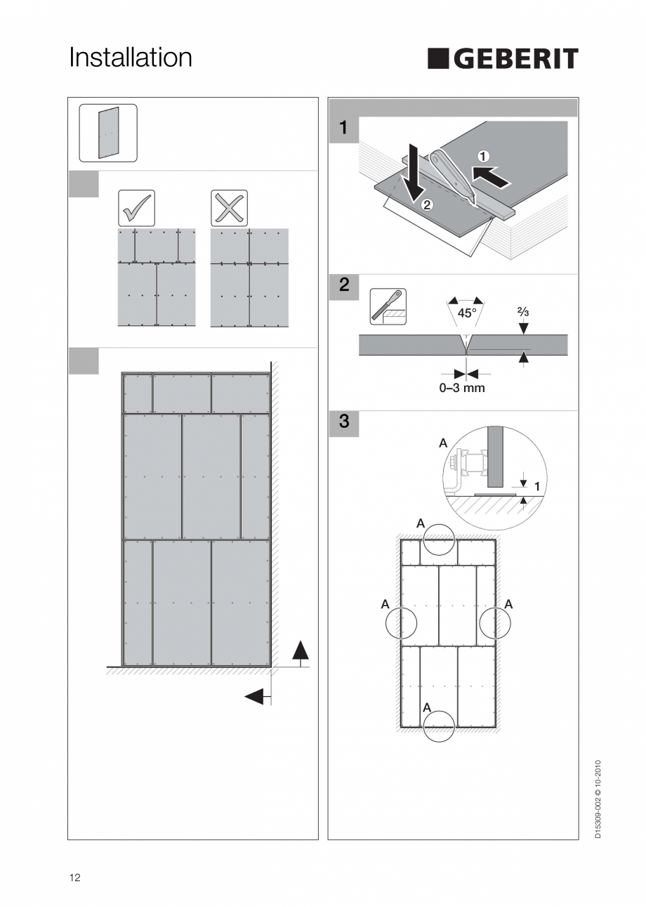 Pagina 12-Instructiuni de instalare a sistemului GIS GEBERIT Instructiuni montaj, utilizare Engleza 