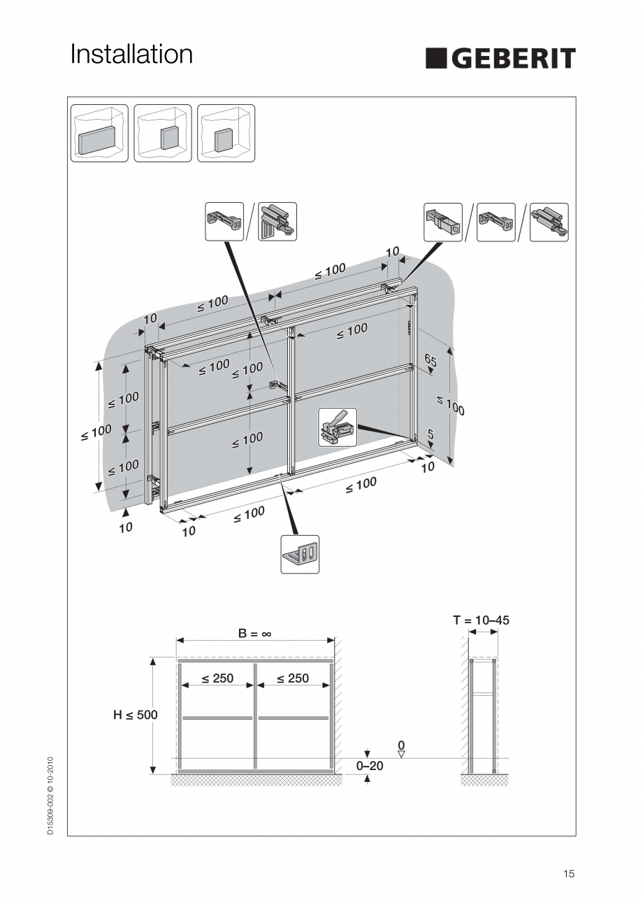 Pagina 15-Instructiuni de instalare a sistemului GIS GEBERIT Instructiuni montaj, utilizare Engleza 