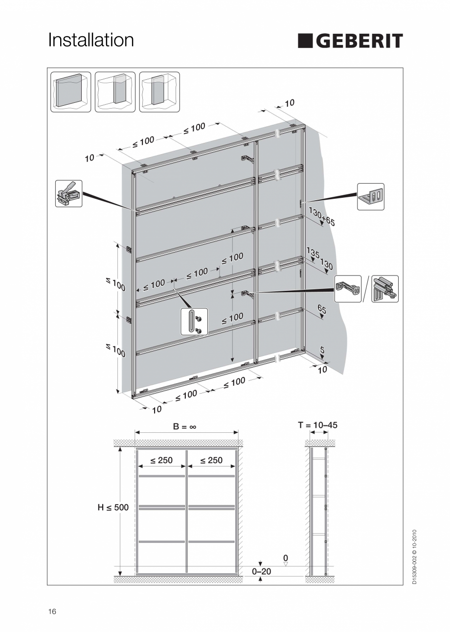 Pagina 16-Instructiuni de instalare a sistemului GIS GEBERIT Instructiuni montaj, utilizare Engleza 