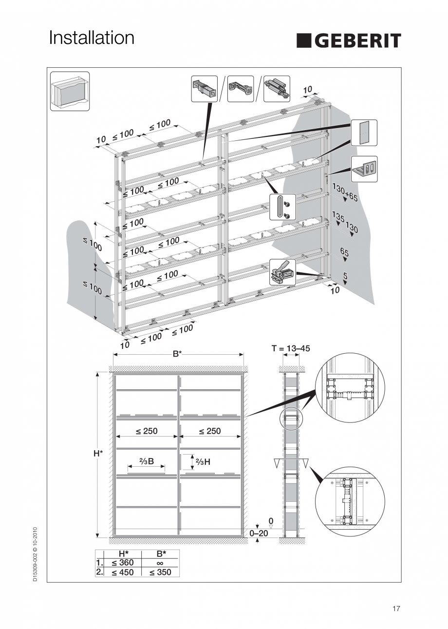 Pagina 17-Instructiuni de instalare a sistemului GIS GEBERIT Instructiuni montaj, utilizare Engleza 