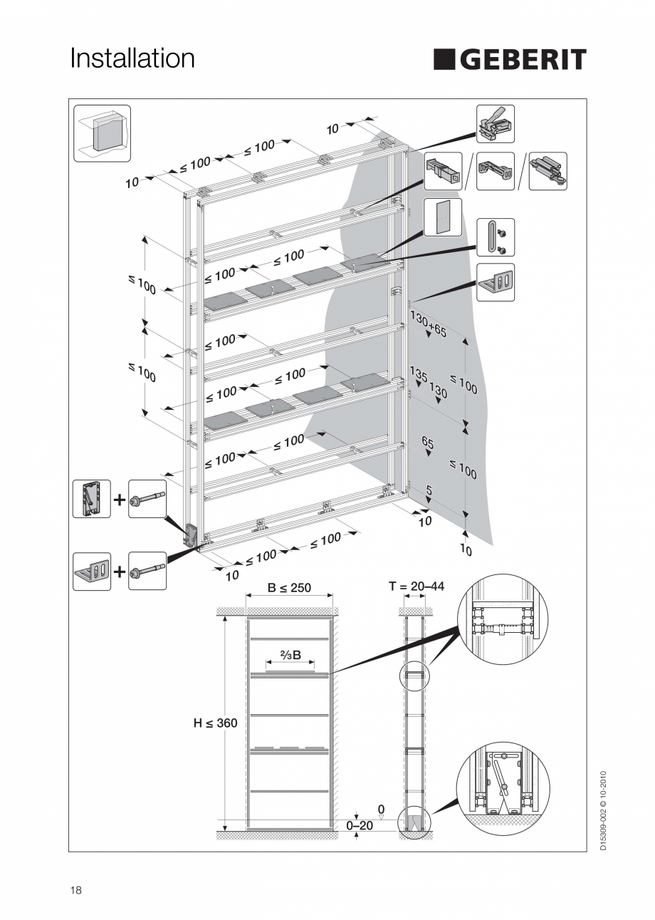 Pagina 18-Instructiuni de instalare a sistemului GIS GEBERIT Instructiuni montaj, utilizare Engleza 