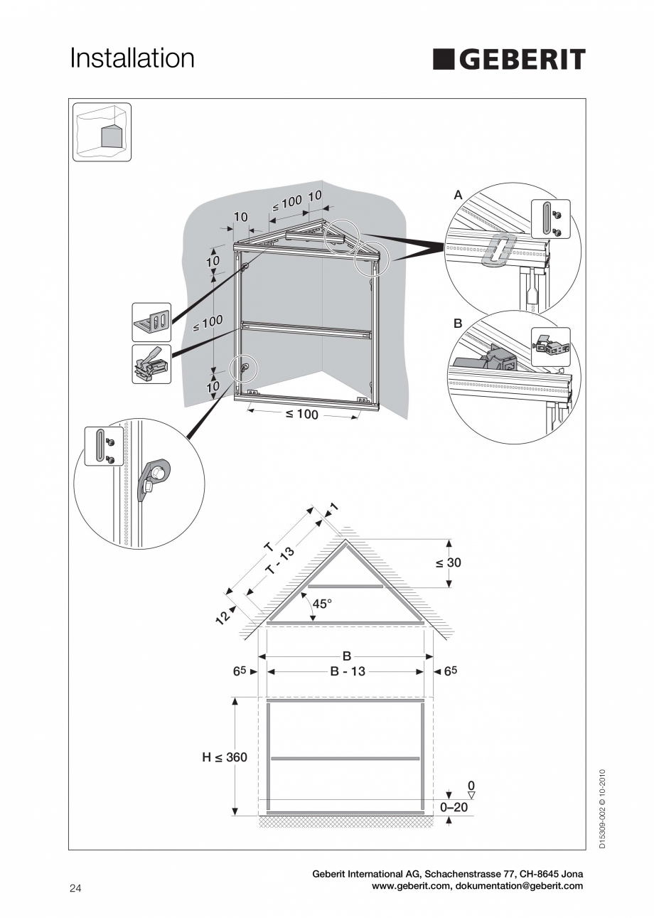 Pagina 24-Instructiuni de instalare a sistemului GIS GEBERIT Instructiuni montaj, utilizare Engleza 