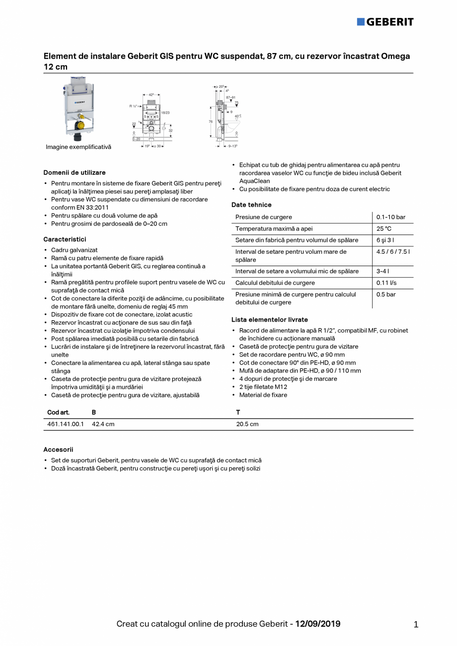 Pagina 1-Element de instalare Geberit GIS pentru WC suspendat, 87 cm, cu rezervor incastrat Omega 12 cm...