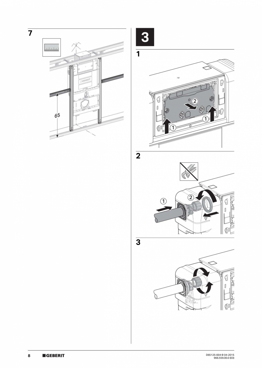 Pagina 8-Instructiuni de montaj pentru elementul de instalare Geberit GIS, pentru WC suspendat GEBERIT...