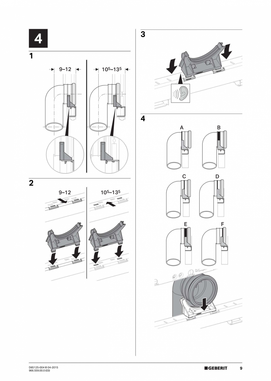 Pagina 9-Instructiuni de montaj pentru elementul de instalare Geberit GIS, pentru WC suspendat GEBERIT...