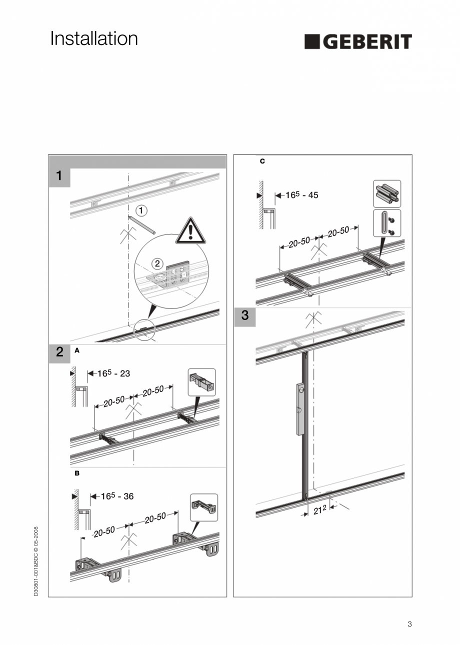 Pagina 3-Instructiuni de instalare pentru elementul Geberit GIS, WC din 2 elemente GEBERIT Instructiuni...