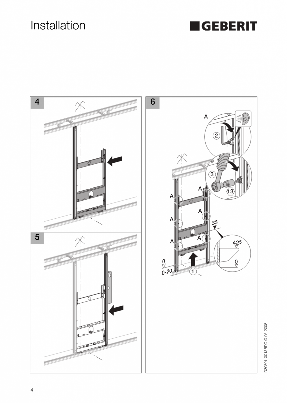 Pagina 4-Instructiuni de instalare pentru elementul Geberit GIS, WC din 2 elemente GEBERIT Instructiuni...