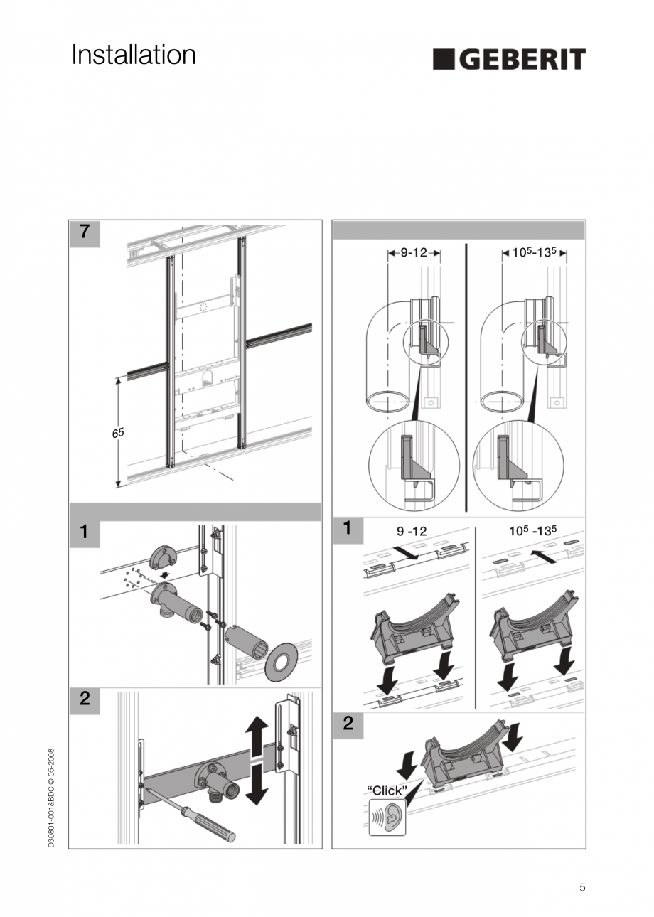 Pagina 5-Instructiuni de instalare pentru elementul Geberit GIS, WC din 2 elemente GEBERIT Instructiuni...