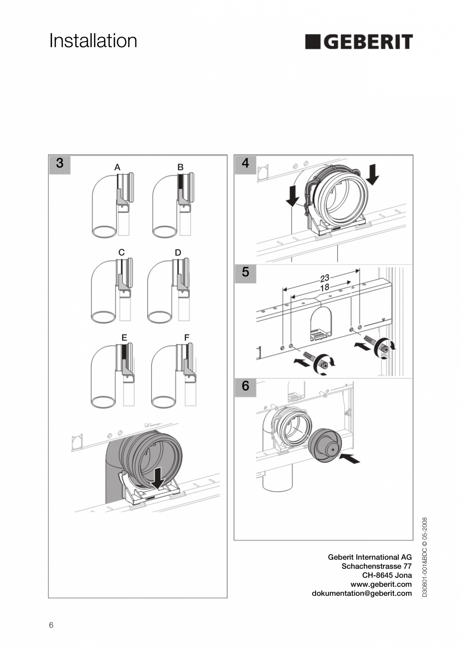 Pagina 6-Instructiuni de instalare pentru elementul Geberit GIS, WC din 2 elemente GEBERIT Instructiuni...