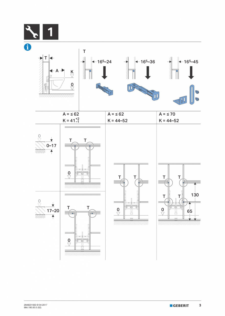 Pagina 3-Instructiuni de instalare pentru elementul Geberit GIS pentru bideu, universal GEBERIT Instructiuni ...