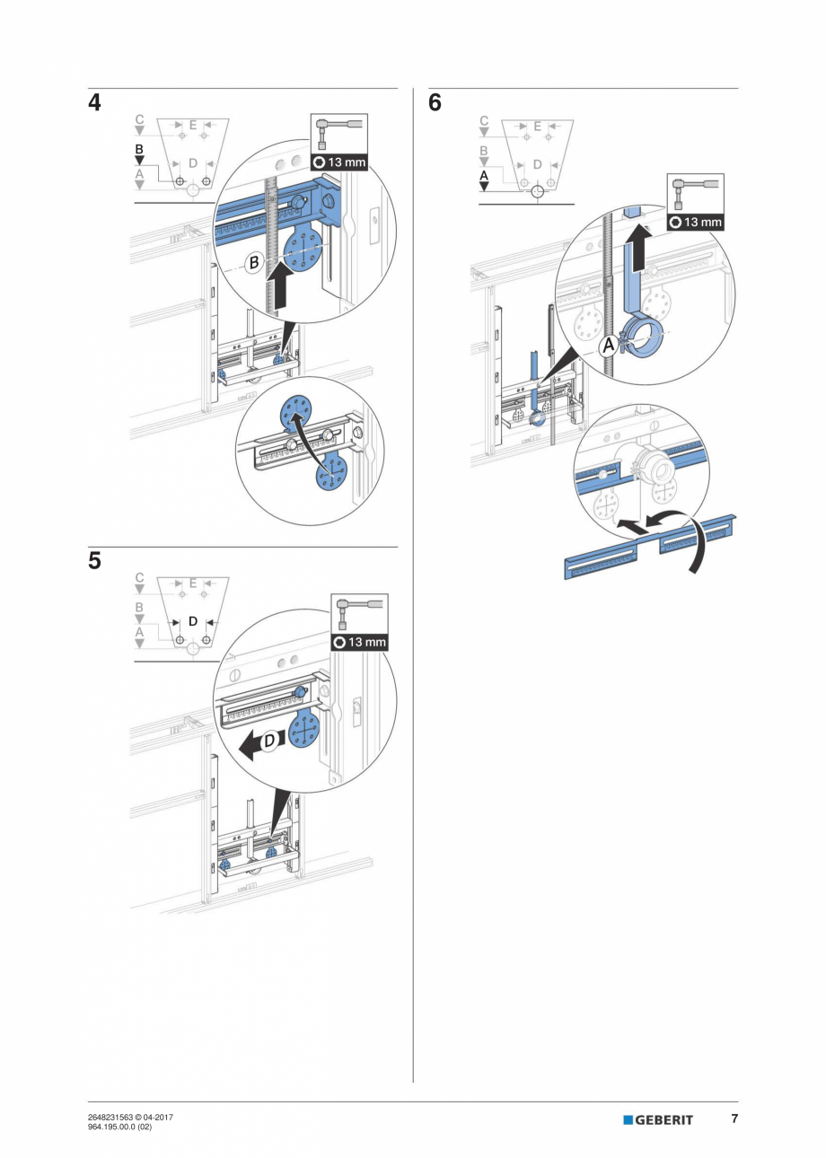 Pagina 7-Instructiuni de instalare pentru elementul Geberit GIS pentru bideu, universal GEBERIT Instructiuni ...