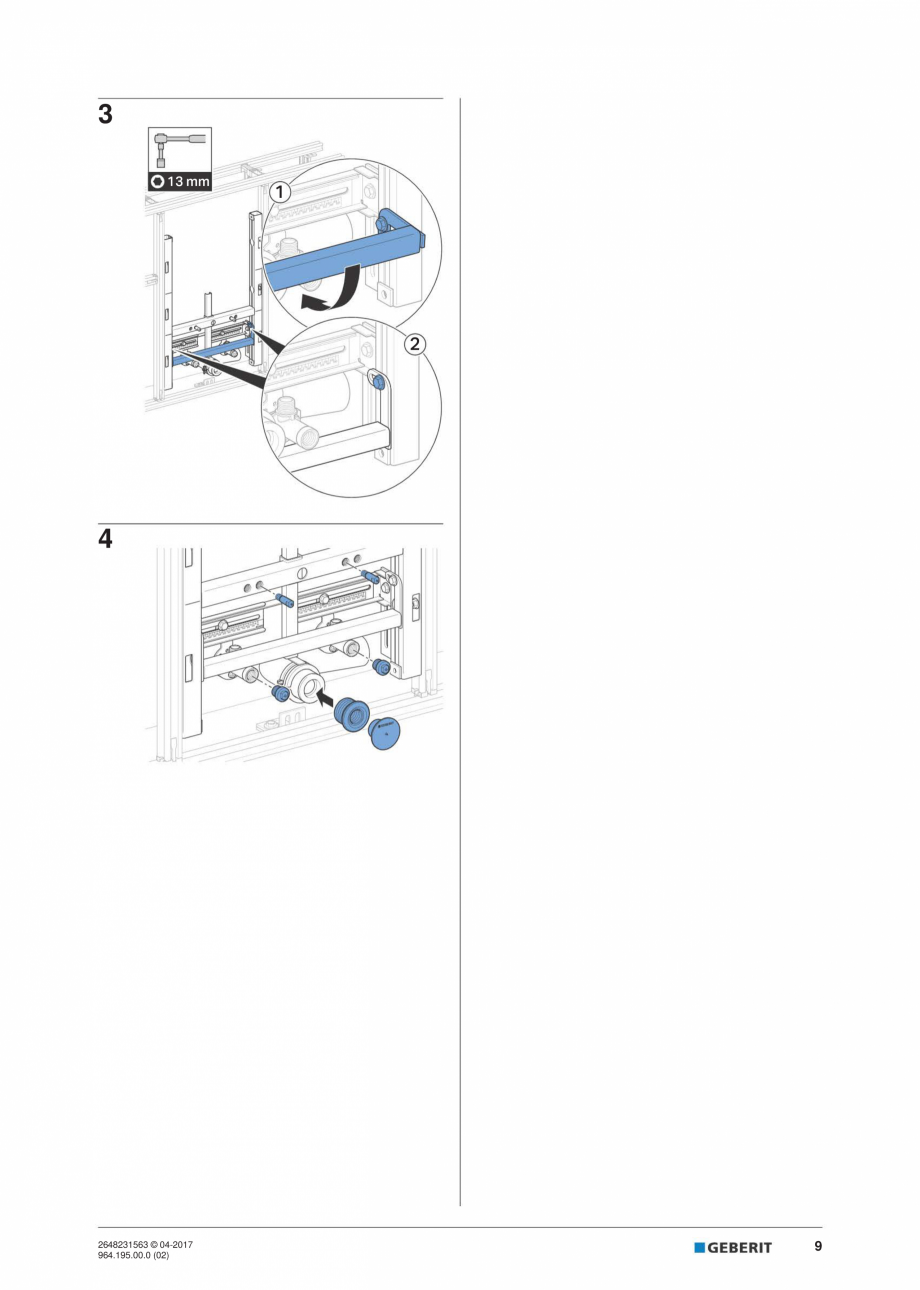 Pagina 9-Instructiuni de instalare pentru elementul Geberit GIS pentru bideu, universal GEBERIT Instructiuni ...