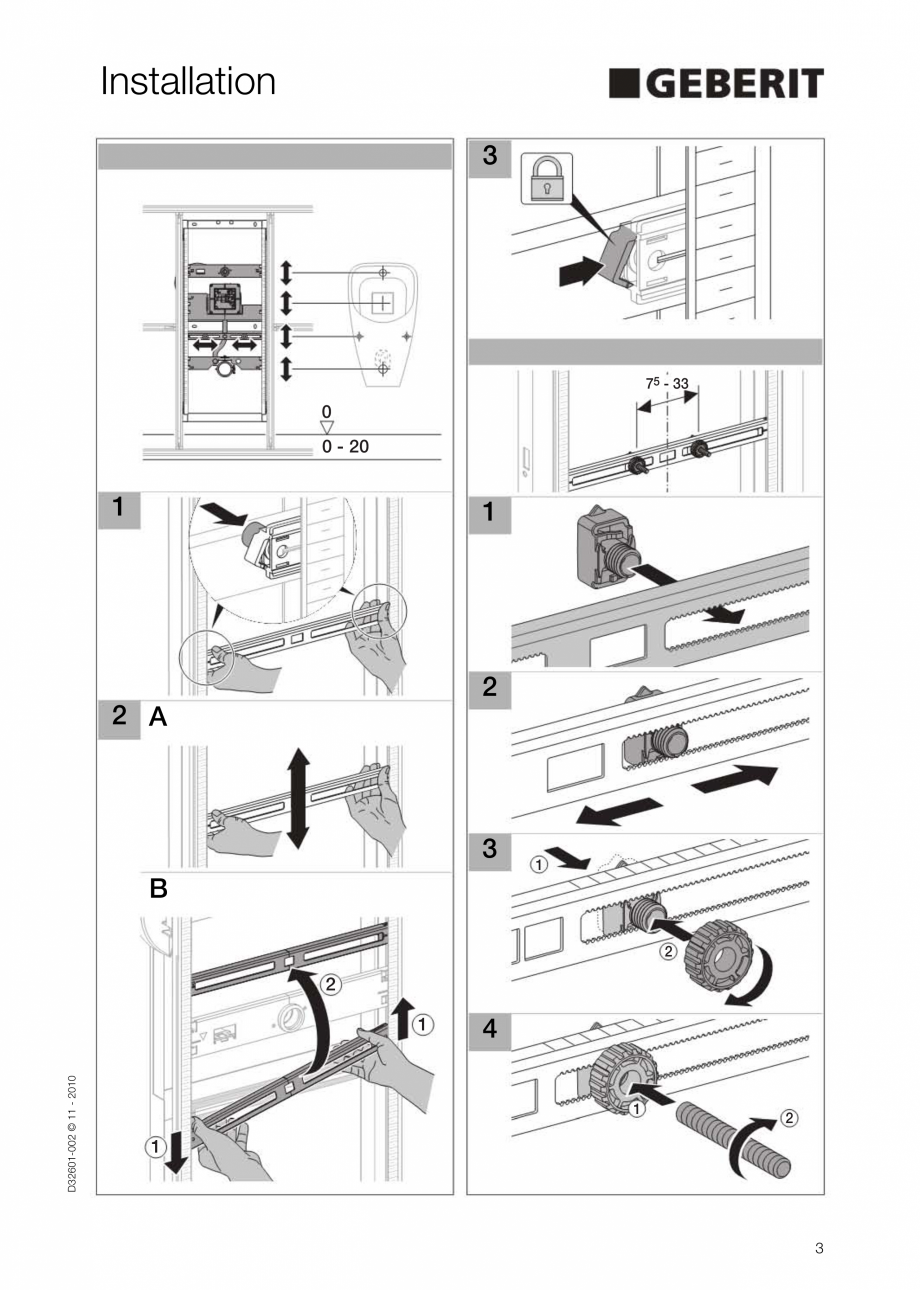 Pagina 3-Instructiuni de instalare pentru elementul Geberit GIS pentru pisoar GEBERIT Instructiuni montaj,...
