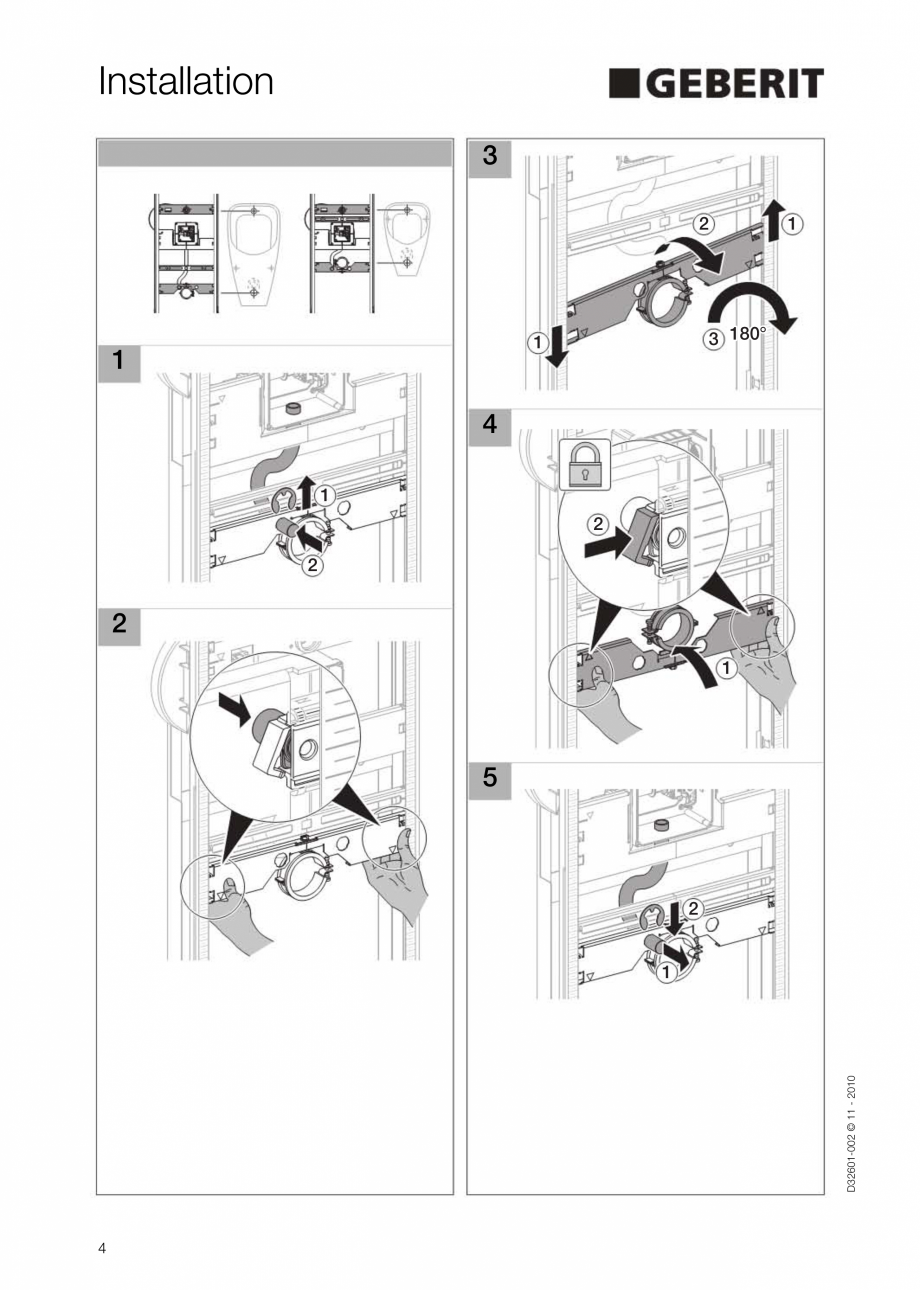 Pagina 4-Instructiuni de instalare pentru elementul Geberit GIS pentru pisoar GEBERIT Instructiuni montaj,...