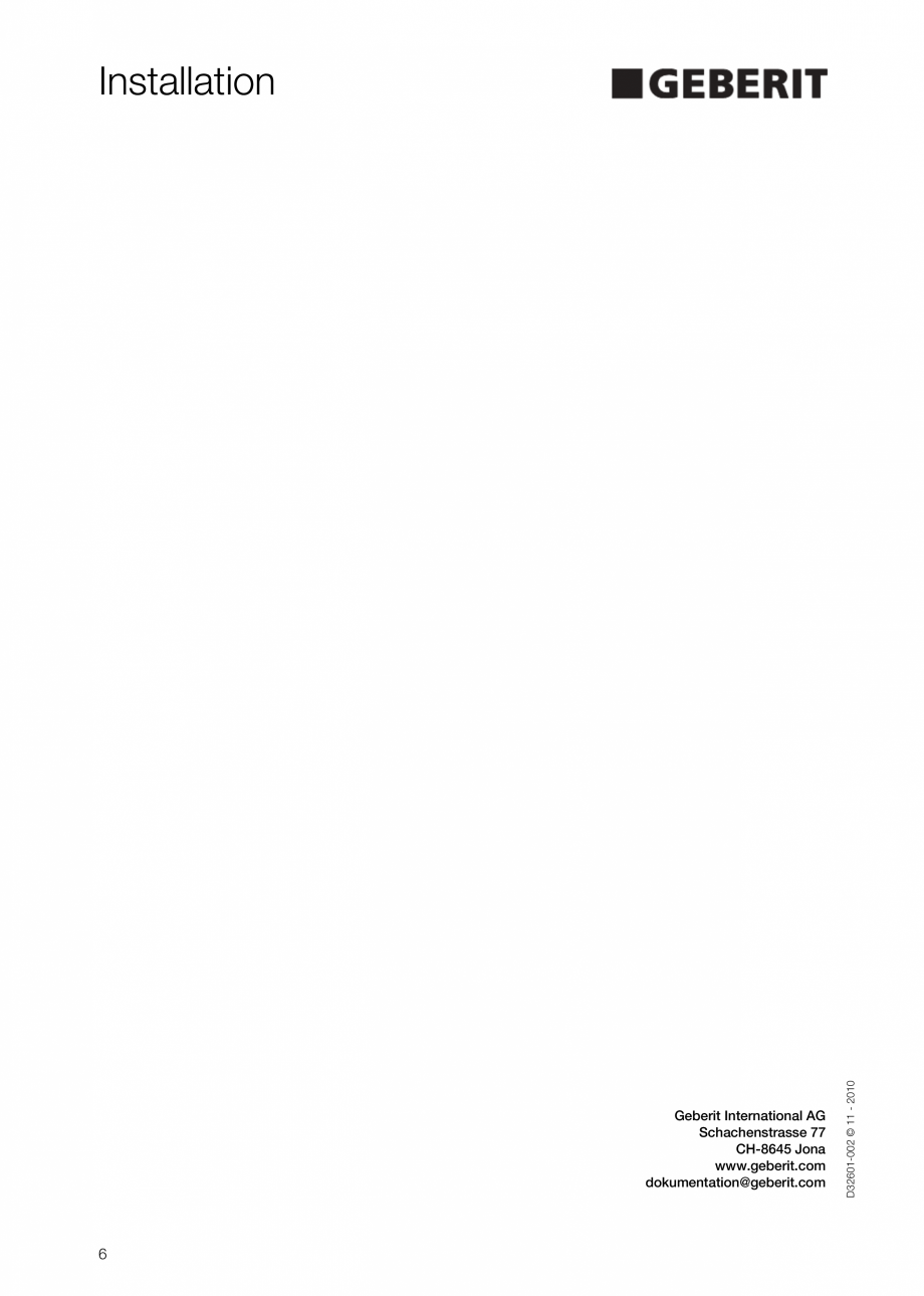 Pagina 6-Instructiuni de instalare pentru elementul Geberit GIS pentru pisoar GEBERIT Instructiuni montaj,...
