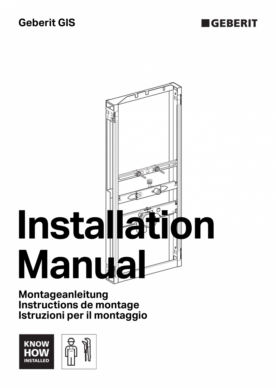 Pagina 1-Manual de instalare pentru  element  Geberit GIS pentru pisoar, universal, pentru sistem de...