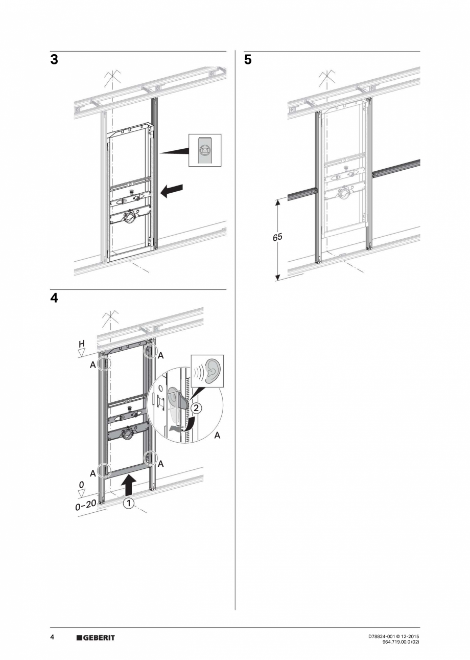 Pagina 4-Manual de instalare pentru  element  Geberit GIS pentru pisoar, universal, pentru sistem de...