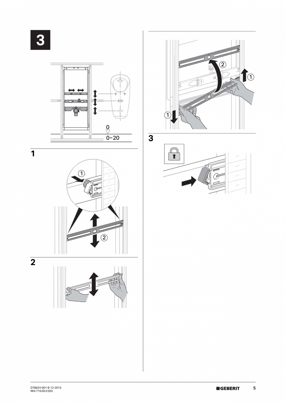 Pagina 5-Manual de instalare pentru  element  Geberit GIS pentru pisoar, universal, pentru sistem de...